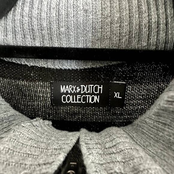 Marx & Dutch Collection Mens Pullover 1/4 Zip Sweater, Ribbed Hem Grey XL - Picture 8 of 11